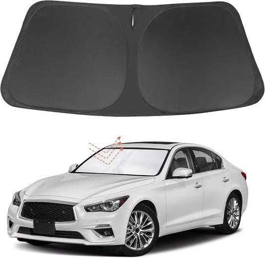 Front Windshield Sun Shade Foldable Car Front Window Sun Shade Windshield Shade Custom Fit for 2014-2024 Infiniti Q50 Block UV Rays Car Accessories Heat Keep Cooler by FannycCargoCover