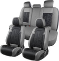 MINGBRON Leather Car Seat Covers,Car Seat Protector Waterproof,Seat Covers Full Set, Car Seat Protectors 5 Seats,Automotive Seat Covers Fit Most Cars Grey&Black by MINGBRONCARSEATCOVER