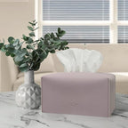 Carrotez Tissue Box Cover, [Refined] Modern PU Leather Rectangular Tissue Box Holder - Decorative Holder/Organizer for Bathroom Vanity Countertop, Night Stands, Office Desk 9.5"X5"X5" - Lavender - Image 8
