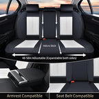 FLORICH Seat Covers Full Set Luxury Faux Leather Front and Rear Car Seat Cover Waterproof Automotive Seat Covers 5 Seats Car Seat Protector Universal Fit for Most Cars SUV Trucks, Black&White - Image 4
