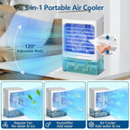 Portable Air Conditioners, 3 Speeds 2 Mist Modes Portable AC Unit with 900ml Water Tank,7-Color Lights Evaporative Cooler Blow Cold Air, Mini Car Cooling Fan for Bedroom RV Desk Office Indoor - Image 2