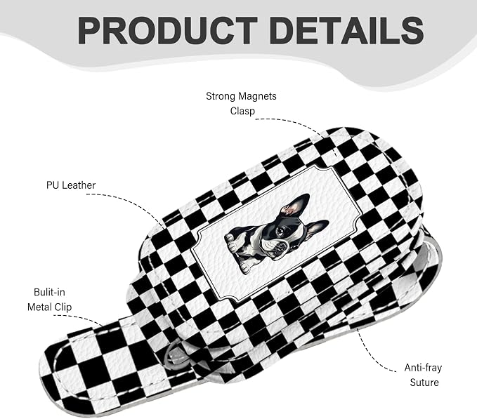 2 Pack Magnetic Leather Sunglass Holder, Universal Magnetic Car Eyeglass Hanger Clip for Different Size Eyeglasses, Car Visor Accessories (Polka Dot Dog) - Image 2