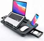 Adjustable Lap Desk with Cushion Stroage Rotatable Phone Stand | Laptop Lap Desk with 8 Angles Adjustable Mouse Pad and iPad Stand for Bed Couch Car Home Office, Fits up to 14" Laptop by Yotnufy