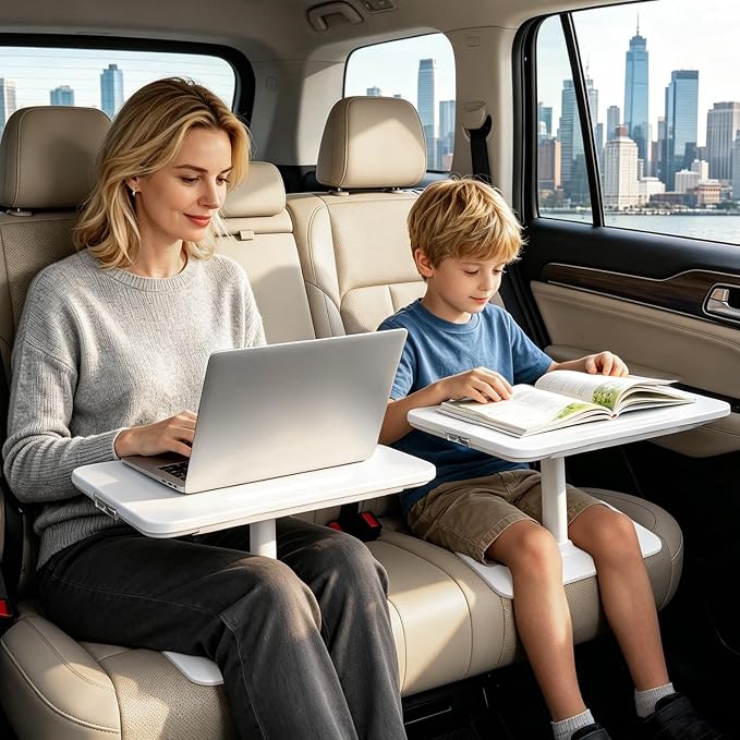 Car Desk for Laptop, Adjustable Car Seat Tray Table for Kids/Adults | Multi-Function Car Lap Desk for Front or Rear Seat, Eating & Work Tray, Essentials Accessories for Long Trips by Unknown