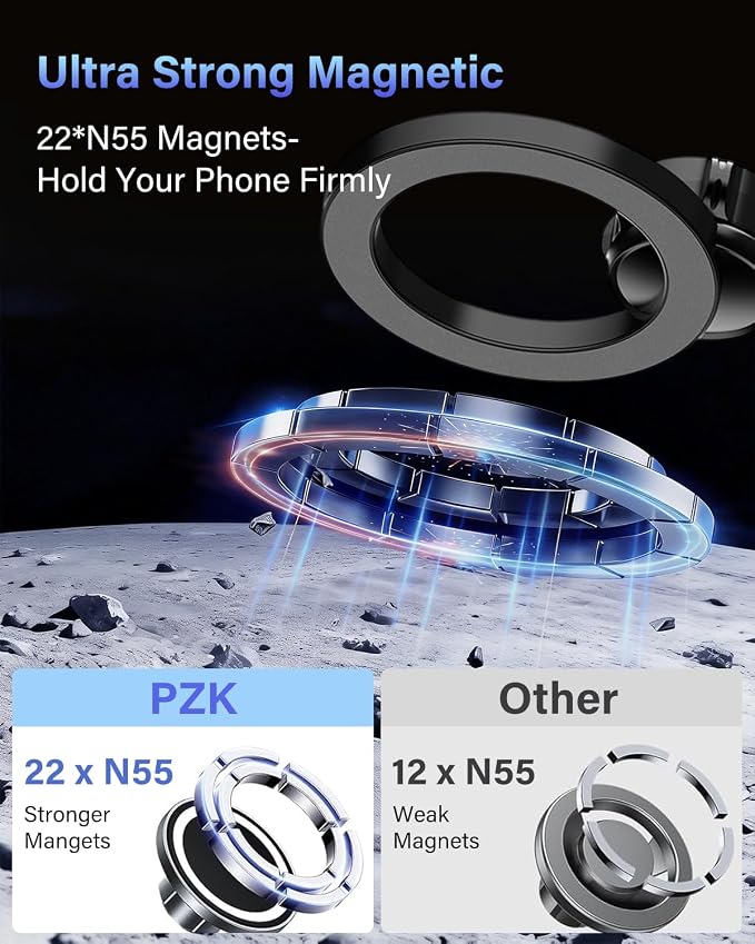 PZK Magnetic Car Phone Holder for Toyota RAV4 2013-2018 Accessories Vent | Strong Magsafe RAV4 Car Phone Mount Fixed Clip Hands Free 360° Rotation Phone Cradles Fit for All 4.0-7.0'' Smartphones - Image 6