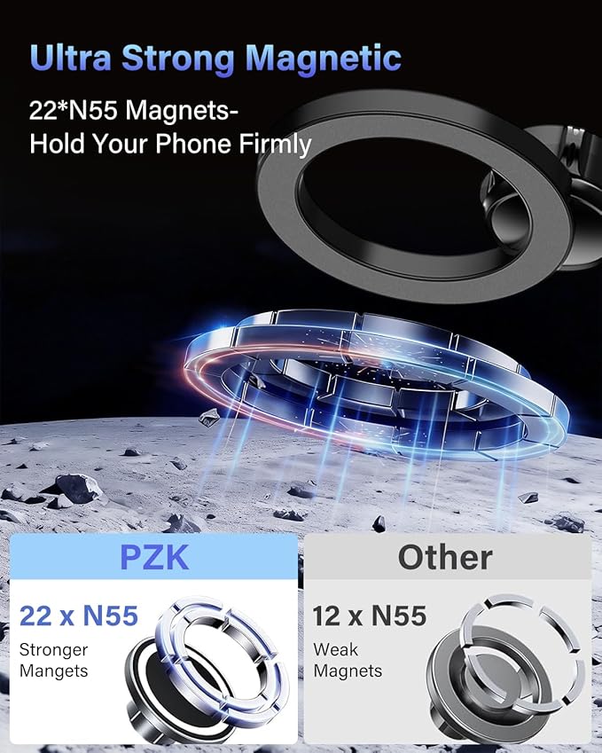 PZK Phone Holder for Toyota Avalon/Hybrid 2019-2022 Accessories 9'' Screen | Magsafe Magnetic Screen Car Phone Mount Fixed Clip Hands-Free 360° Rotation Not Affect Air Vent Phone Cradles Anti-Shake - Image 7