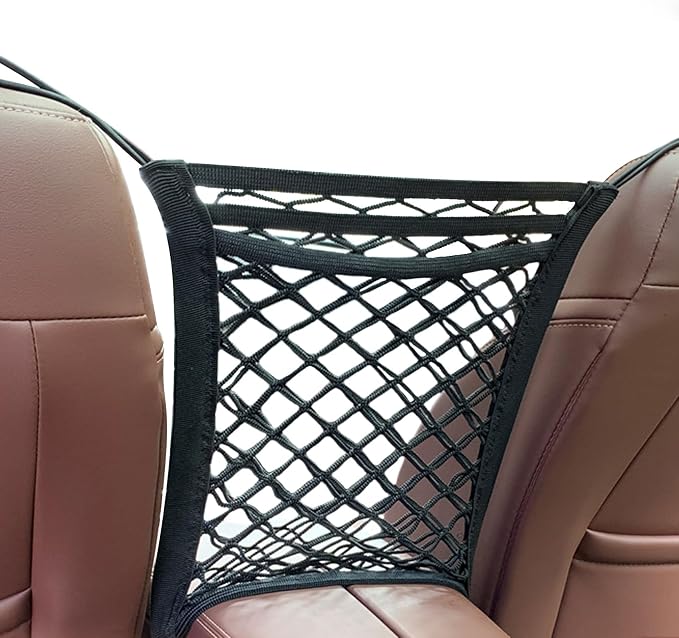 3-Layer Car Mesh Organizer, Seat Back Net Bag, Barrier of Backseat Pet Kids, Cargo Tissue Purse Holder, Driver Storage Netting Pouch by CHRYMUM