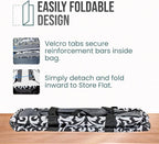 Extra Large Utility Tote Bag - Oversized Collapsible Reusable Wire Frame Rectangular Canvas Basket With Two Exterior Pockets For Beach, Pool, Laundry, Car Trunk, Storage - Damask Black - Image 6