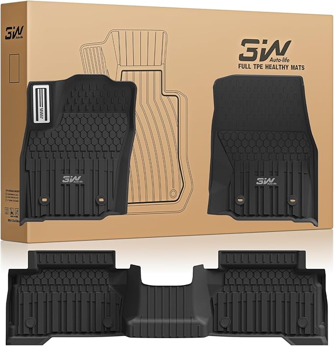 3W Floor Mats for Toyota Tacoma 2024-2026 Double Cab Automatic | TPE All Weather Custom Fit Liner With Metal Pedals For TRD/SR/SR5/Limited, Not For Hybrid Or XtraCab by 3W