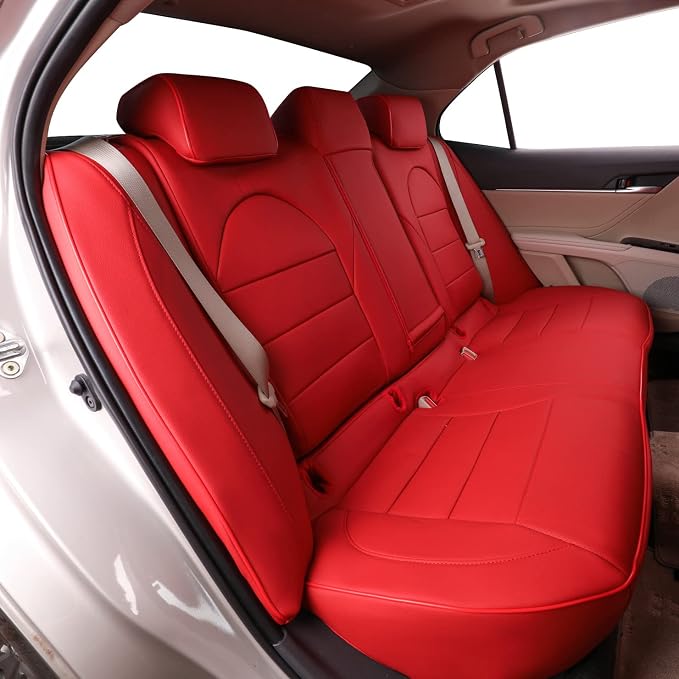 EKR Car Seat Covers for Toyota Camry 2018-2024 (Gas),Full Set | Custom Fit for Toyota Camry L/LE/SE 2018-2024 & SE Nightshade 2020-2024,Factory-Style Upgrade-Faux Leather(Red) - Image 6