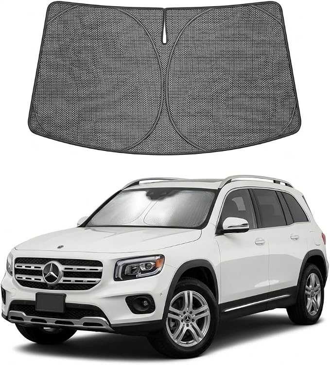 Proadsy Custom Fit Car Windshield Sun Shade for 2020-2026 Mercedes-Benz GLB | Ice Crystal Micro-Refraction Blocks 99% UV, Drops Cabin Temp 54°F. Foldable Full Coverage for Summer Parking/Camping Privacy by Proadsy