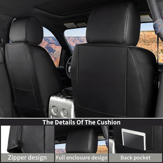 Custom Seat Covers for Silverado, Waterproof Nappa Leather Full Set Seatcovers for Chevy Silverado/GMC Sierra 2007-2013 & 2019-2026 1500, 2020-2026 2500HD 3500HD Crew/Double/Extended Cab - Image 2