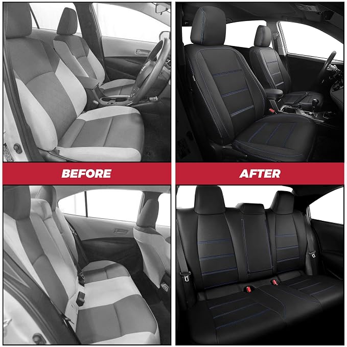 FREESOO Custom Leather Seat Covers for Toyota Corolla LE 2023-2026 | Sedan, Full Set, Waterproof, Airbag Compatible, Scratch-resistant, Anti-slip, Protector Cushion, Durable Material, Easy-clean - Image 6