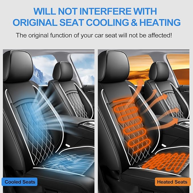 Fit Tundra Car Seat Covers Compatible with Toyota Tundra 2007-2025 2026 - Waterproof Breathable Leather Seat Cushions Protector,Airbag Compatible,Only 2 Front seat Covers(Whiteline) - Image 5