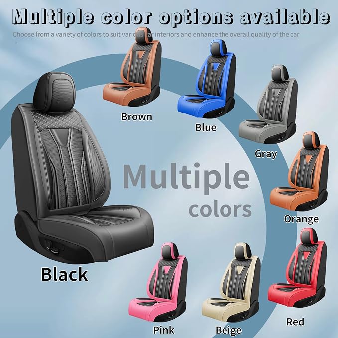 Fit RAV4 Premium Leather Car Seat Covers for Toyota RAV4 2007-2025 2026 - Waterproof，Breathable，All-Weather Seat Cushion Protecto & Airbag Compatible, 2 Front Seat All Black - Image 5