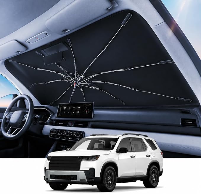 REEVAA Windshield Sun Shade Umbrella for Honda, Chrysler, Toyota, K13 | Stay Cool in Summer, 6-Layer Heat Defense Blocks Sun & Heat, Precision Fit for Honda, Chrysler, Toyota, Durable 16-Rib Frame by REEVAA
