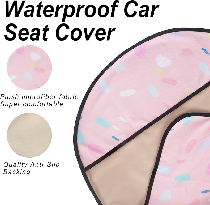 Sweat Towel Car Seat Cover Protector Front Seats for Gym Workout, Running, Swimming, Beach and Hiking, Waterproof Universal Seat Cover for Car, Trucks, Van & SUV (1, Pink Marble, Front) - Image 4