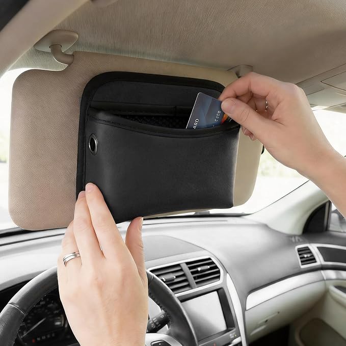 Car Seat Side Pocket Organizer, Multifunctional Leather Console Side Storage Pouch with Card Holder, Waterproof Phone & Sunglasses Pocket Bag for Car Door Seat Console (Black) - Image 6