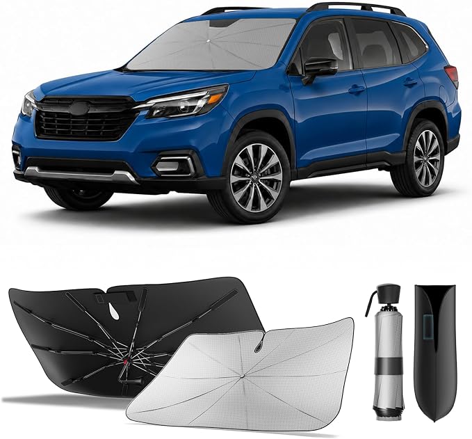 Zanch Windshield Sun Shade Umbrella for Subaru Forester 2000-2026 | [99% UV Protection, Up to 75℉ Cooler]Snug Fit, Sturdy Frame, Scratch-Free Interior, Foldable Front Sunshade Umbrella by Zanch