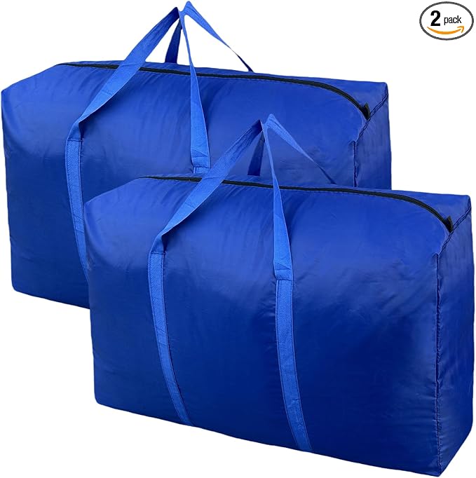 100L Extra Large Storage Bags, Big Moving Bags with Strong Zippers & Carrying Handles, Packing Bags for Moving, Storage, Travel and Camping, Storage Totes For Space Saving (Blue, 2 Pack) by Peyorom