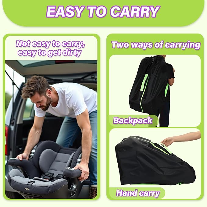 Saranna Car Seat Travel Bag for Airplane: Car Seat Bags for Air Travel Fit All Car Seats, Infant Carriers & Booster Seats,Large Car Seat Bags for Air Travel with Shoulder Straps and 2pcs Luggage Tags - Image 3