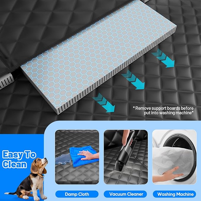 Dog Car Seat Cover for Back Seat,Hard Bottom Dog Seat Cover for Truck | Hold 400lbs,Waterproof,Anti-Scratching,Safety Non-Slip,600D Oxford,Mesh Window,Storage Pocket - Image 6