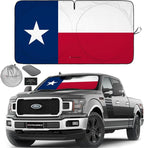 Autoamerics Truck Windshield Sun Shade with Storage Pouch & Anti-Slip Dash Pad - Foldable USA Texas Flag Design - Fits Most SUVs & Truck - Blocks UV Rays and Keeps Vehicle Cool | X-Large (66x 36 in) by AutoamericsUS