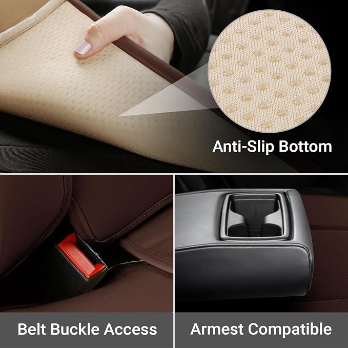 Coverland Custom SUV Car Seat Covers for 2009-2018 Subaru Forester | Premium Waterproof Faux Leather Non-Slip Memory Foam Airbag Compatible Custom Fit Interior Protector [Rear Seat-Dark Brown] - Image 3