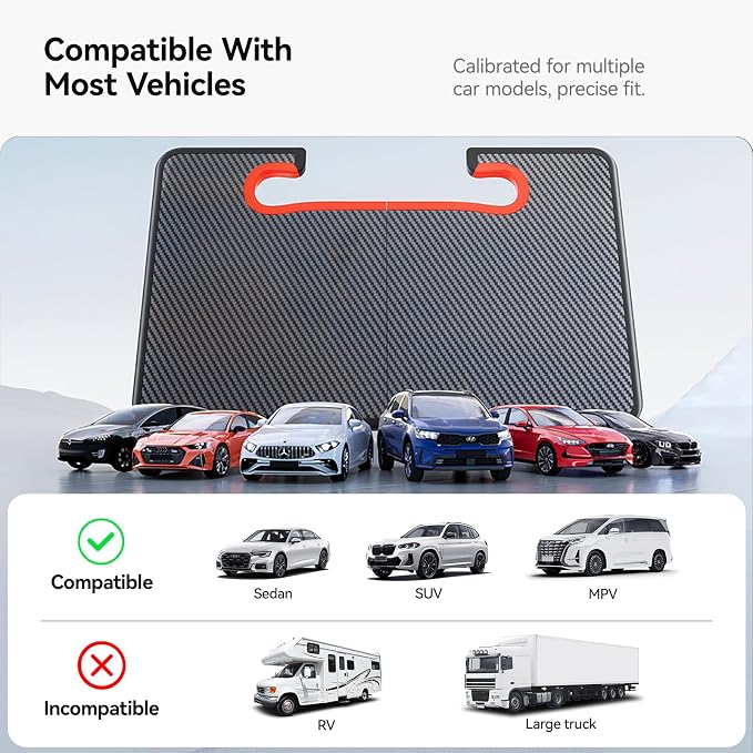 YONZEE 2-in-1 Car Steering Wheel Desk Tray & Car Seat Gap Filler Organizer – Foldable Carbon Fiber Look Table for Laptop, Eating, Writing – for Standard Round Steering Wheels - Image 9