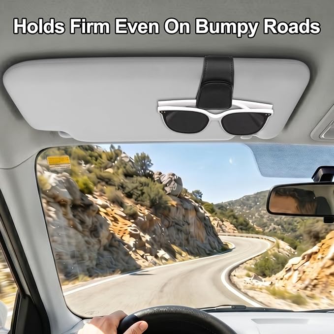 Magnetic Leather Sunglass Holder for Car, Eyeglasses Clip for Visor(Black) | Fits Different Size Eyeglasses, Securely Clips Sunglasses on Car Visor, Car Interior Accessories - Image 7
