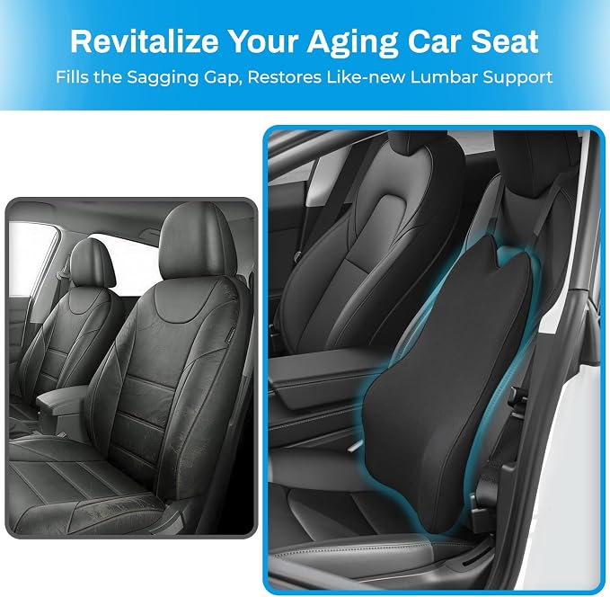 Lumbar Support Pillow for Car – Memory Foam Whole Back Relief | Adjustable Straps, Washable Cover, Anti-Slip – Daily Commute & Long Trips – 16.9"x20.9"(2.4" Thin) – Trusted by Pro Drivers - Image 5