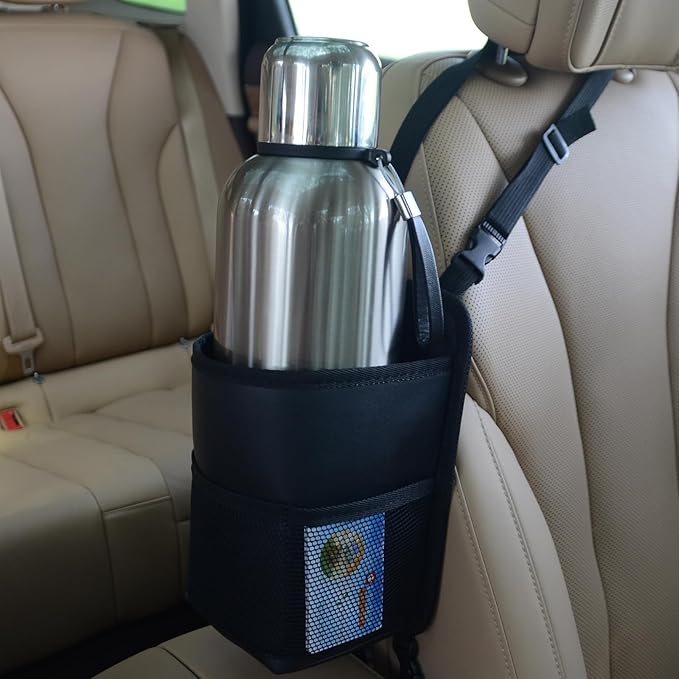 Large Car Cup Holder Expander Water Bottles, Big Drinks Holder Bag(Black) | Fits Large 24/36/40/46oz Water Bottles,- Universal Auto Vehicle for Cars, SUV & Truck RV's golf-carts by yicheyiyou