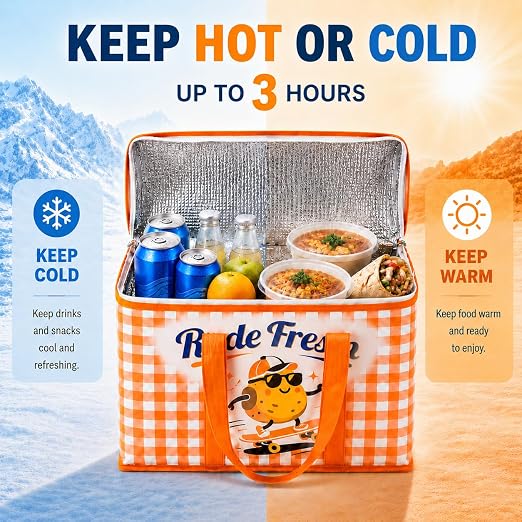 2Pk Insulated Reusable Grocery Bags, Collapsible Cooler Bag for Groceries, Heavy Duty Large Insulated Bag 16''x9''x13'', - Image 4