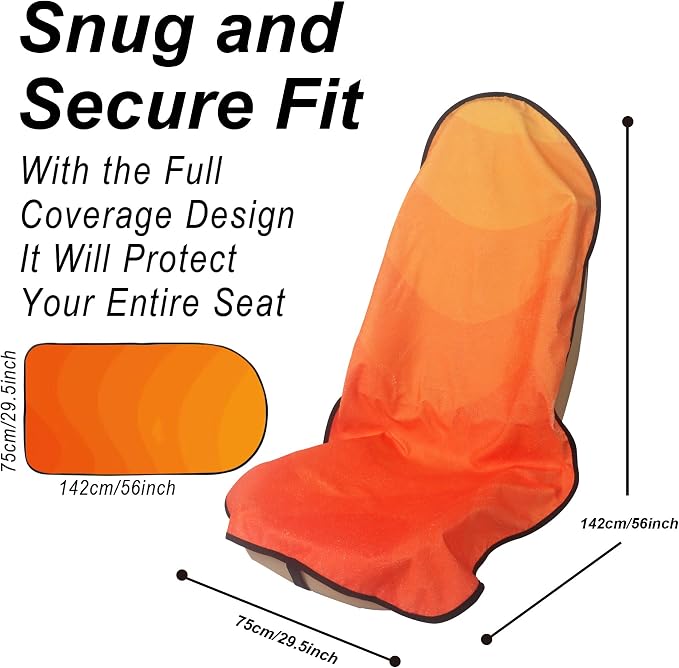 Car Seat Cover Protector Front Seats,for Gym Workout,Running,Swimming,Beach and Hiking,Waterproof Sweat Towel Bucket Seat Covers for Cars SUV Trucks (Orange, 2Pcs) - Image 3