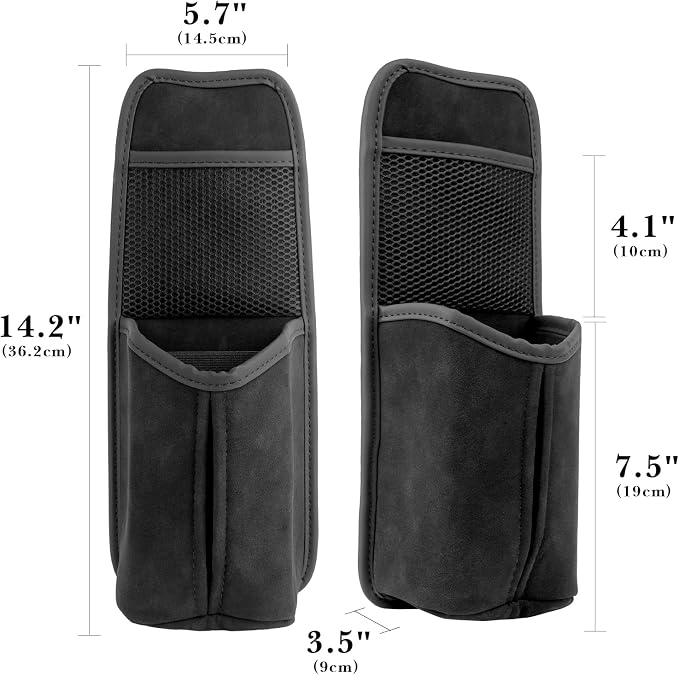 Linkidea Car Seat Side Large Water Bottle Holder Compatible with Owala FreeSip 24oz/32oz, Yeti Rambler 26oz/36oz, Auto Seat Large Car Bottle Hanging Storage Organizer with Mesh Pocket, Black - Image 2