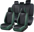 FLORICH Leather Seat Covers Full Set Automotive Car Seat Cover Front and Back Waterproof Auto Seat Covers Full Coverage Car Seat Protector Cushion Universal Fit for Most Cars SUV Trucks, Black&Green by FLORICH