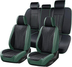 FLORICH Leather Seat Covers Full Set Automotive Car Seat Cover Front and Back Waterproof Auto Seat Covers Full Coverage Car Seat Protector Cushion Universal Fit for Most Cars SUV Trucks, Black&Green by FLORICH