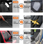 Rio Car Seat Covers Custom Fit for KIA Rio 2014-2025 2026, Premium Full Coverage Leather Automotive Seat Protectors, All Seasons Waterproof Breathable, Airbag Compatible (Full Set, Red & Black) - Image 5
