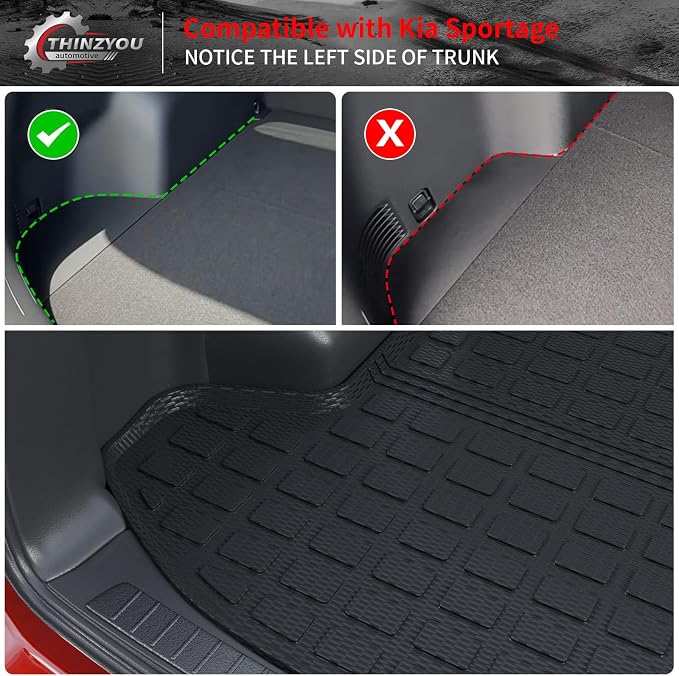 Floor Mats Set for 2023 2024 2025 2026 Kia Sportage Gas | Not for Hybrid & PHEV, Trunk Mat Cargo Mat Cargo Liner TPE All Weather Back Seat Cover Protector 2025 Sportage Accessories - Image 5