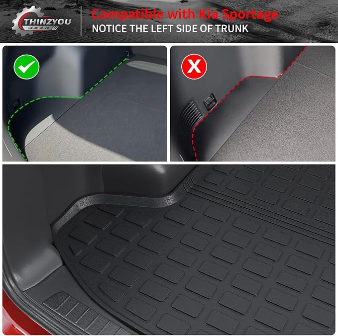 Cargo Mat & Backrest Mats for 2023 2024 2025 2026 KIA Sportage | Non-Plug-in Hybrid, Not for Driver Side Speaker Grille, Cargo Mat TPE Back Seat Cover Protector 2025 Sportage Accessories - Image 2
