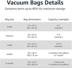 Amazon Basics Vacuum Storage Bags for Clothes, Compression Zipper with Hand Pump, Medium, White, Sky Blue, 5-Pack - Image 3