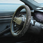 New Diamond Leather Steering Wheel Cover with Bling Crystal Rhinestones | Universal Fit 15 Inch Car Wheel Protector for Women Girls Black Diamond - Image 3