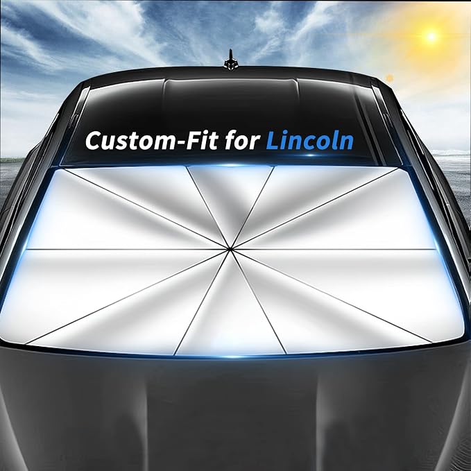 Custom-Fit for Lincoln Windshield Sun Shade Umbrella, 360°Rotation Bendable Car Umbrella Sunshade Cover UV Block Car Front Window, Designed for Lincoln Accessories (for Lincoln MKZ) by CHEPUNBHW