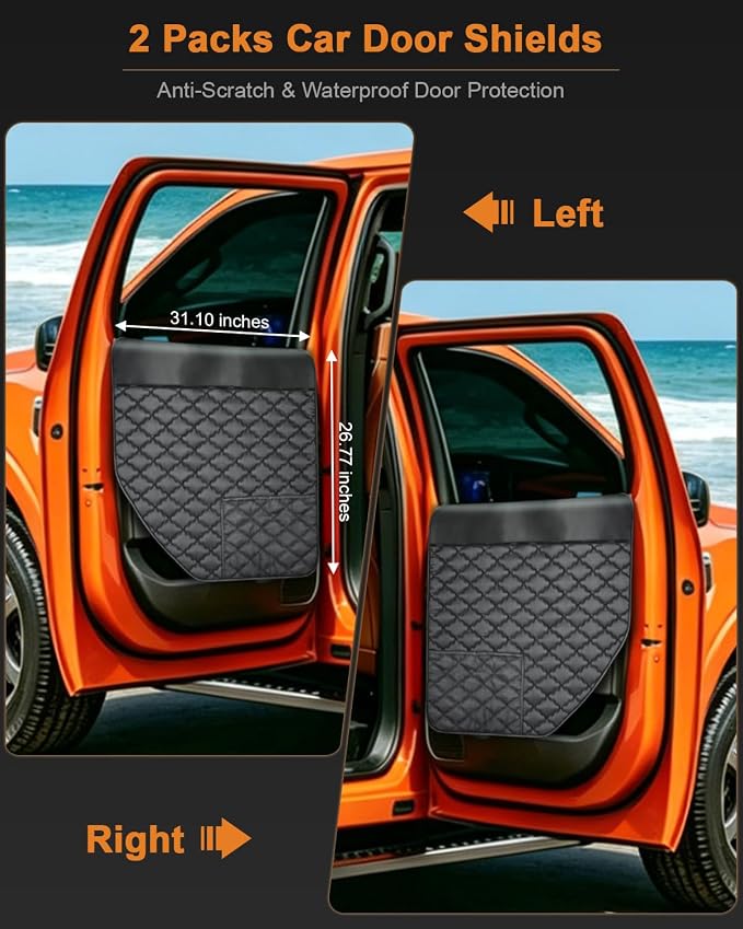 Dog Car Door Protectors, 2-Pack Covers for Trucks & Large SUVs | 20% Larger, Extra-Thick Waterproof Door Panel Covers Help Protect Vehicle Doors from Dog Scratches, Dirt, Drool and Moisture. - Image 2