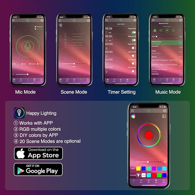 Nilight Car Interior Lights with APP Control 16 Million RGB Colors Strip Lights with Music Sync Mode and Multiple Scene Options for Cars Trucks SUVs - Image 3