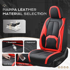 Coverado Seat Covers, Car Seat Covers Front Seats, 2 Pack Black and Red Leather Seat Covers, Waterproof Car Seat Protector with Lumbar Support, Front Seat Covers Universal Fit for Most Cars - Image 3