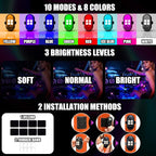 Wireless LED Lights for Car, Rechargeable Interior Car Lights | Remote Control, 8 Colors, 10 Modes, 3 Brightness Levels, USB-C Accent Lights for Car, Truck, Motorcycle & Bike - Image 6