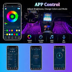 Car Interior LED Lights,4 in 1 RGB APP Control Automotive Under Dash Neon Ambient Lighting with USB Port,Music Sync Auto Footwell Lamp,Car Interior Atmosphere Light - Image 3