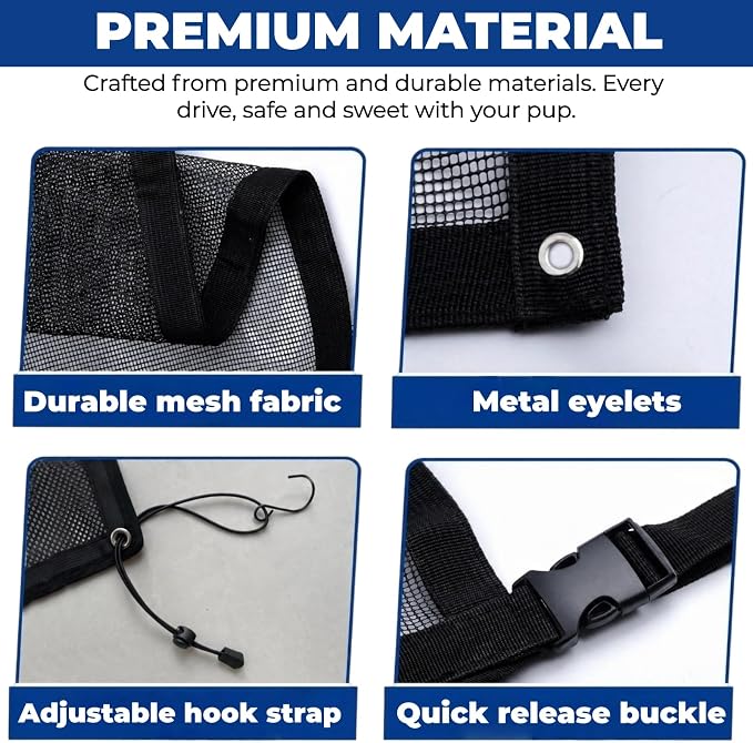Dog Car Barrier, Dog Car Net Barrier with Mesh Organize, with Adjustable Straps, Pet Net for SUV, Sedan & Truck - Image 6