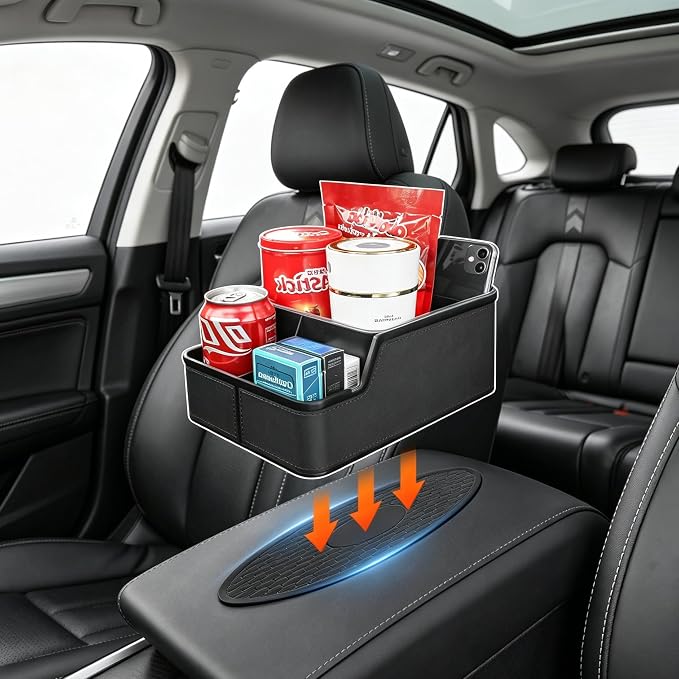 Car Storage Organizer Between Seats,Center Console Armrest Storage Box Back Seat Organizer with Small Compartment Car Interior Storage Box,Cup Holder Tray with Non-slip Mat(Black) | Center Console Armrest Storage Box,Front & Back Seat Floor Organizer,C... - Image 8